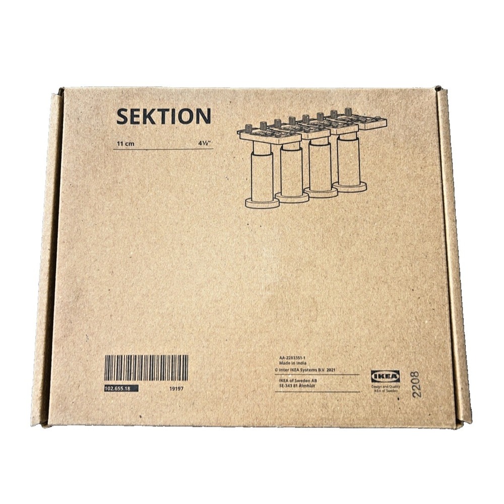 IKEA Sektion Kitchen Cabinet Leg Assembly Set of 4 Black 4 1/2  102.655.18‎ New